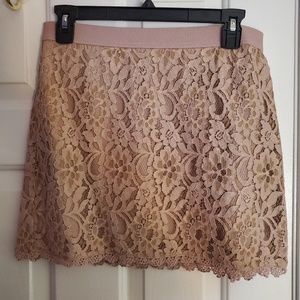 Blush pink lacy mini skirt
